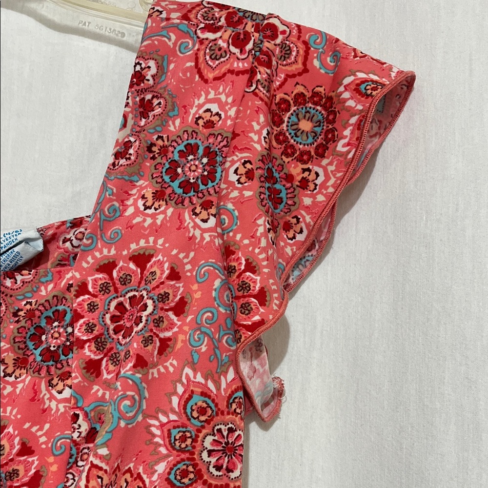 Announcements Maternity Womens Floral paisley Square-Neck Top in Coral Pink - Picture 2 of 11